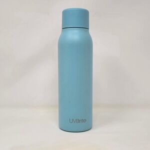 UVBrite Smart Water Bottle Aqua Blue Stainless Steel Hydration Tracker